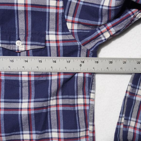 Brooks Brothers Red Fleece Plaid Flannel Shirt Youth Large Blue Cotton Button Up - Picture 6 of 9